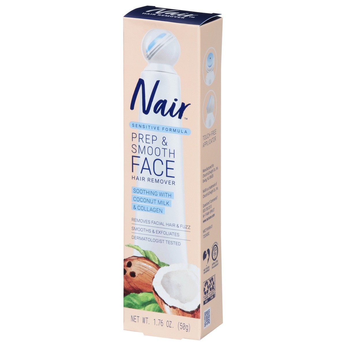 slide 5 of 14, Nair Prep & Smooth Face, Exfoliating Facial Hair Removal for Woman, Depilatory Cream, Smooth Skin Solution for Effective Hair Removal, Sensitive with Collagen for Skincare, 1.76 oz, 1.76 oz