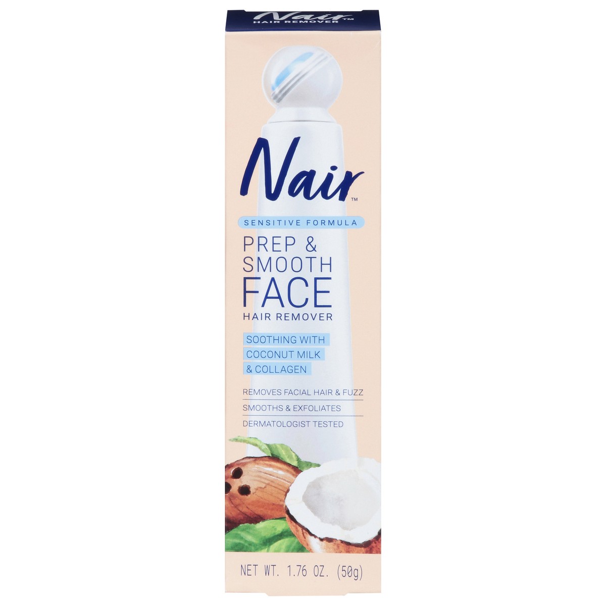 slide 6 of 14, Nair Prep & Smooth Face, Exfoliating Facial Hair Removal for Woman, Depilatory Cream, Smooth Skin Solution for Effective Hair Removal, Sensitive with Collagen for Skincare, 1.76 oz, 1.76 oz