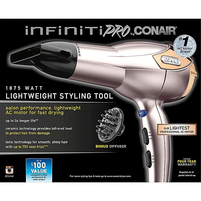 Conair Infinity Pro Styling Tool Blow Dryer With Bonus Diffuser 1875 Watt Shipt 3458