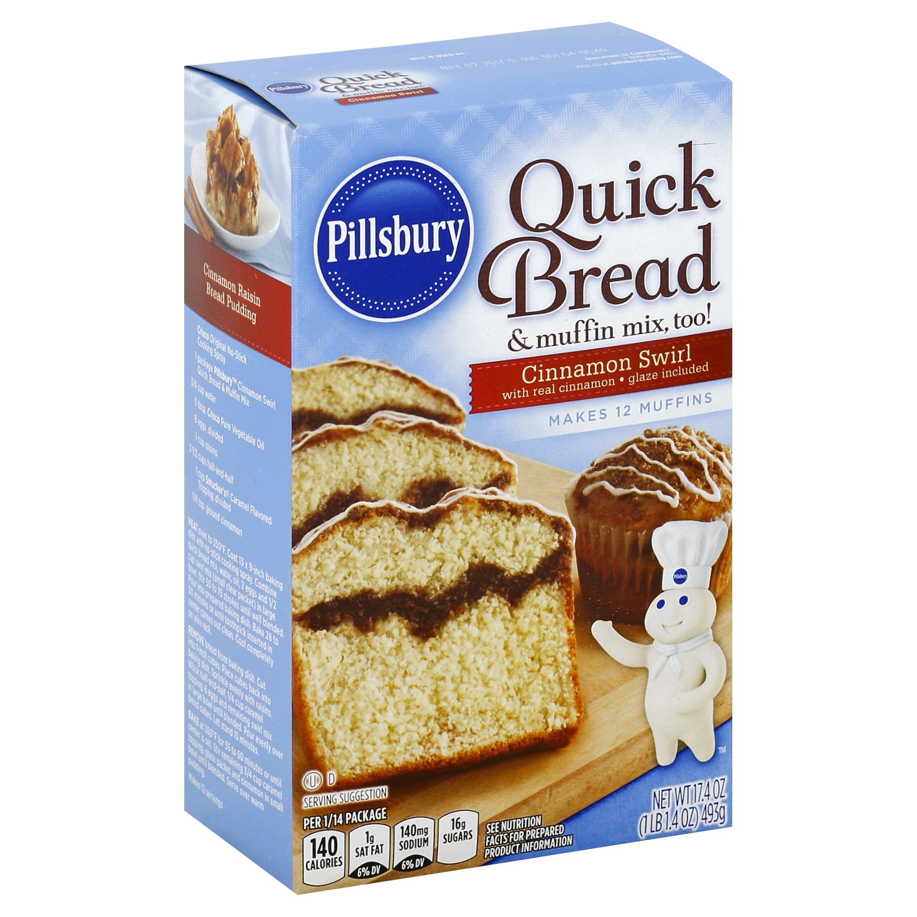 slide 1 of 6, Pillsbury Cinnamon Swirl Quick Bread, 17.4 oz