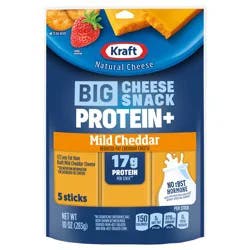 Kraft Natural Cheese Protein Reduced Fat Mild Cheddar Protein Big Stick 10 oz Bag (5-2oz Sticks)