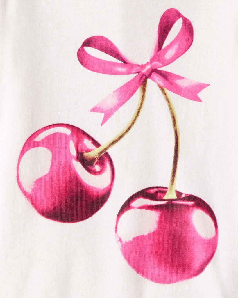 slide 2 of 3, Carter's Carters Girls Cherries Print 100% Cotton Long-Sleeve 4-Piece Pajamas - Pink/White Pink/White 7, 4 pc