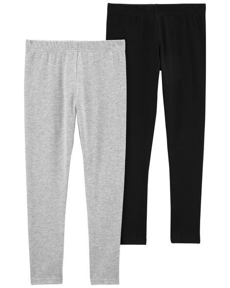 slide 1 of 1, Carter's Kid 2-Pack Stretch Leggings Grey/Black 7, 1 ct