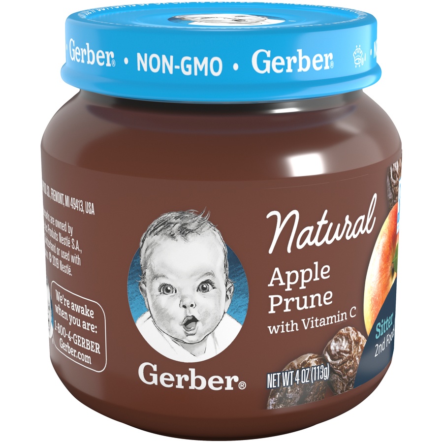 slide 4 of 9, Gerber 2nd Foods Natural Apple Prune Baby Food, 4 oz