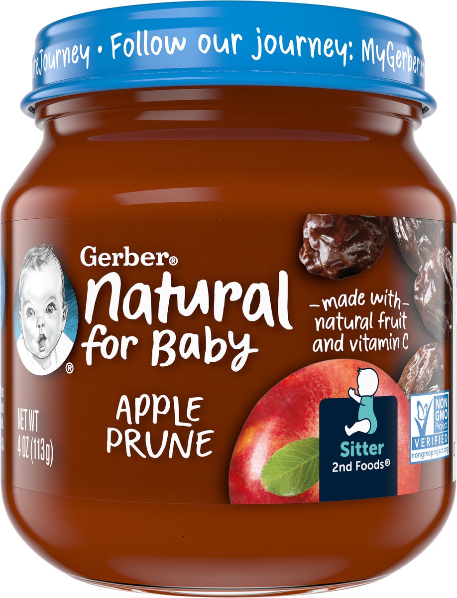 slide 6 of 9, Gerber Apple Prune, Natural, Sitter, 4 Ounce, 4 oz