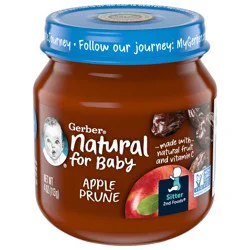 Gerber Apple Prune, Natural, Sitter, 4 Ounce
