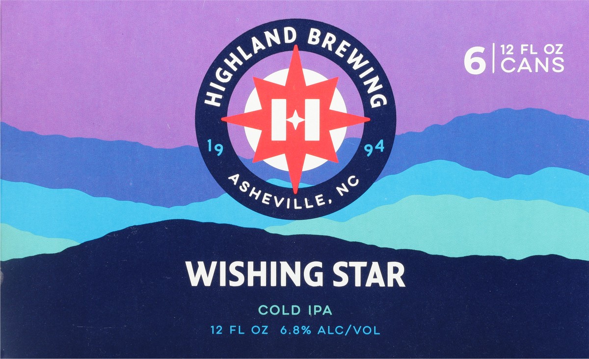 slide 2 of 9, Highland Brewing Company Cold IPA Wishing Star Beer 6 - 12 oz Cans, 72 oz