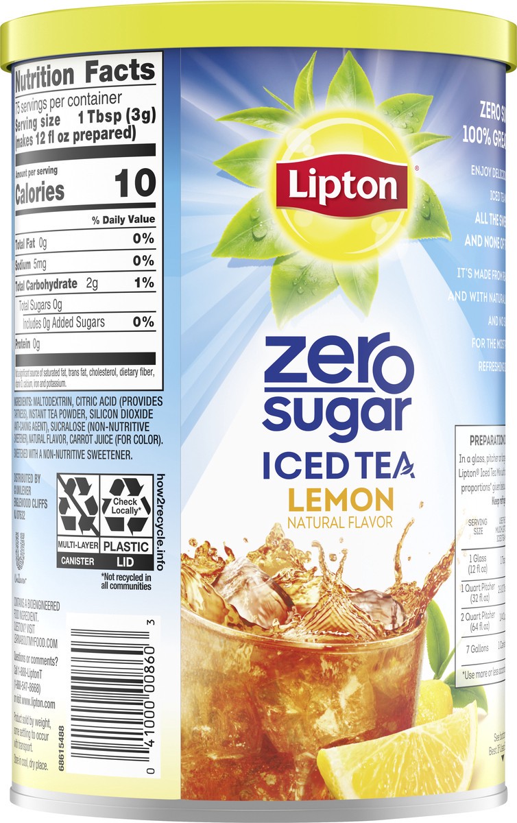 slide 2 of 5, Lipton Zero Sugar Lemon Iced Tea Mix- 8.1 oz, 8.1 oz