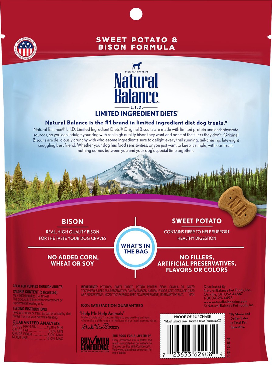 slide 3 of 8, Natural Balance L.I.T. Limited Ingredient Treats Sweet Potato & Bison Formula Small Breed Dry Dog Treats, 8-Ounce, 8 oz