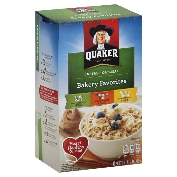 slide 1 of 3, Quaker Bakery Favorites Apple Crisp/Cinnamon Roll/Banana Bread Instant Oatmeal Variety Pack 10 ct Box, 14.6 oz