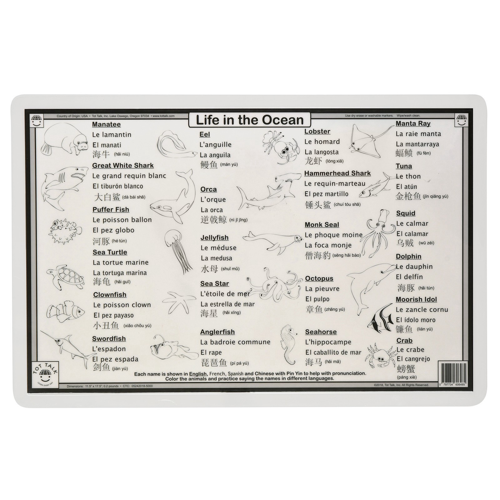 slide 5 of 5, Tot Talk Ocean Explorer Placemat, 17.5 in x 11.5 in