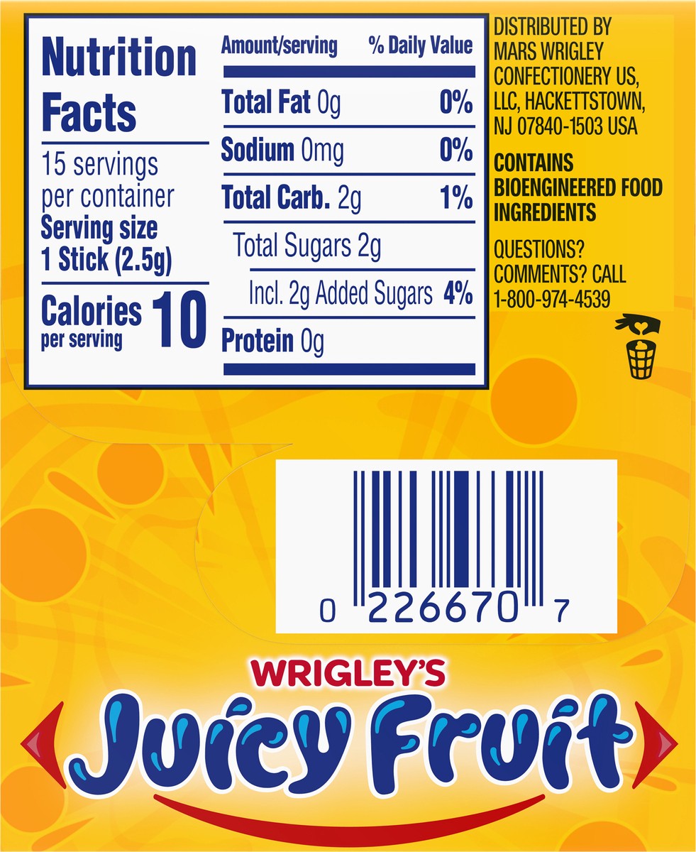 slide 4 of 9, JUICY FRUIT Original Bubble Gum Single Pack, 