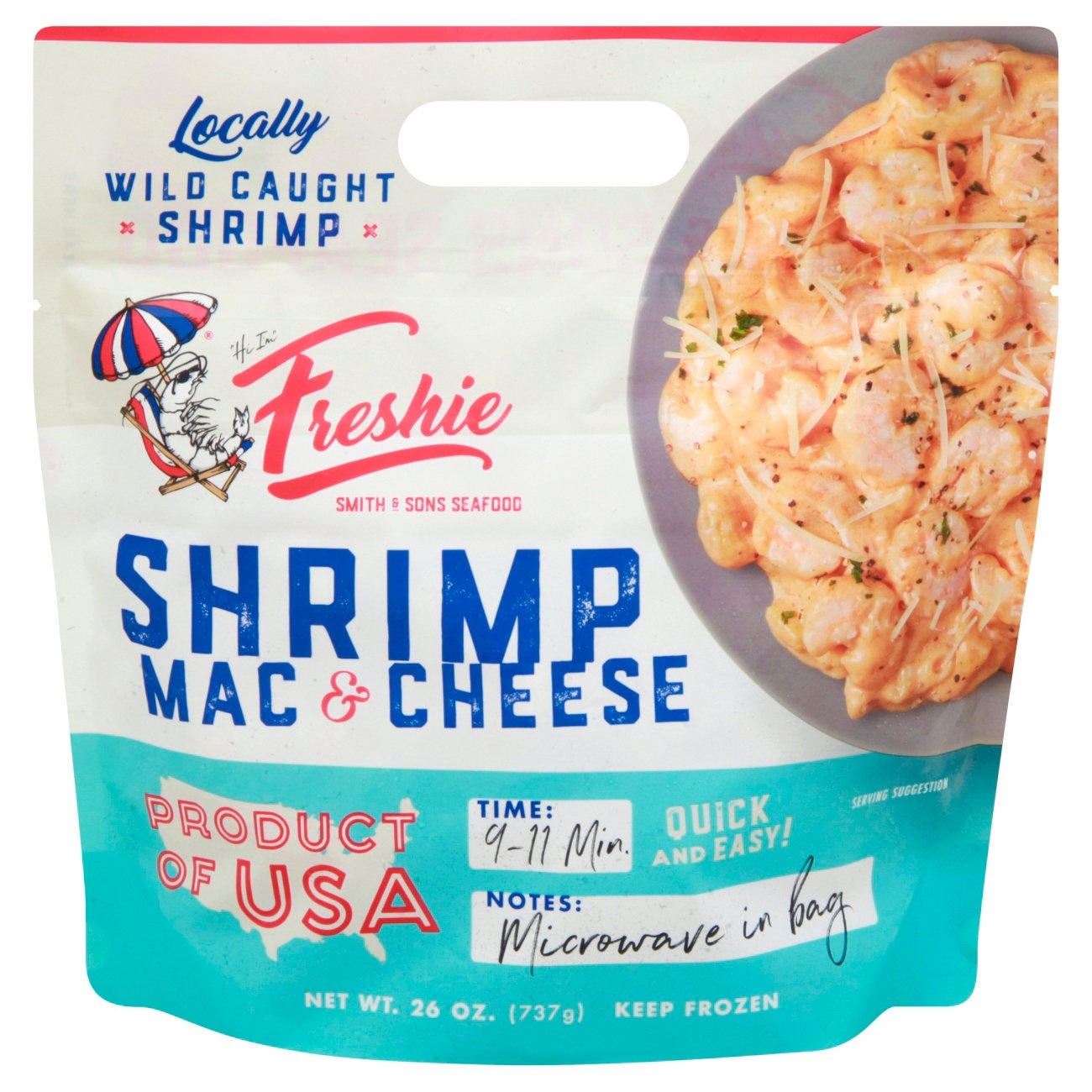 slide 1 of 1, Freshie Shrimp Mac & Cheese, 26 oz