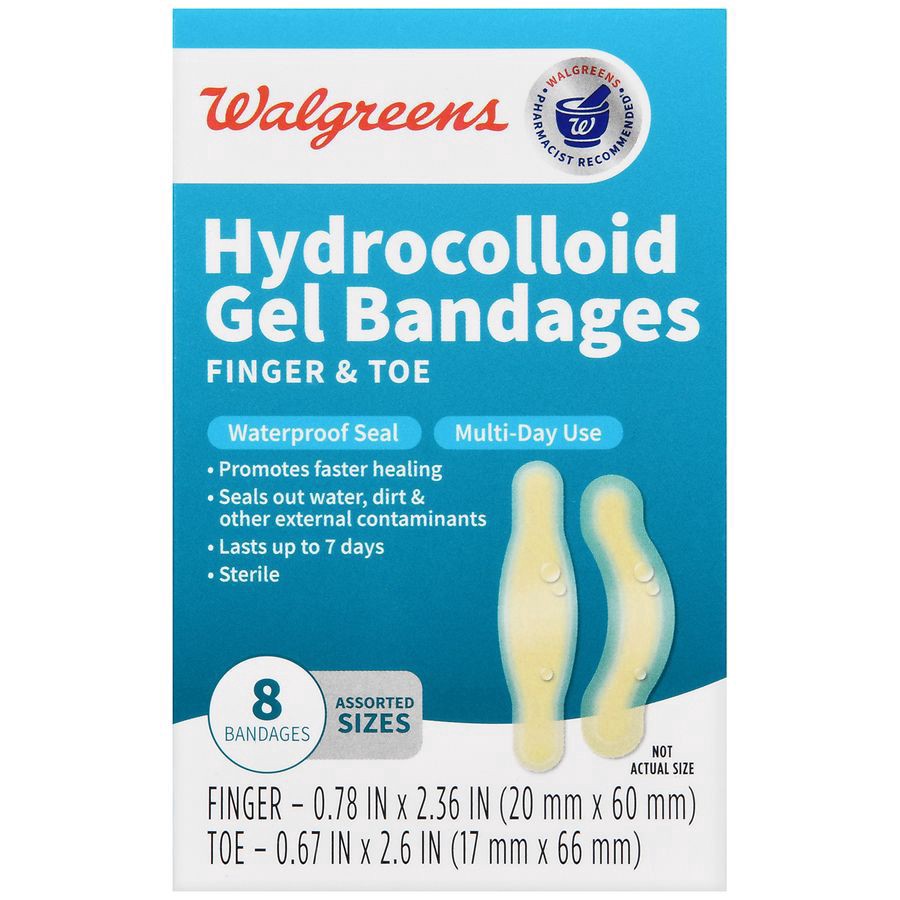 slide 2 of 5, Walgreens Hydrocolloid Gel Bandages Finger & Toe, 8 ct