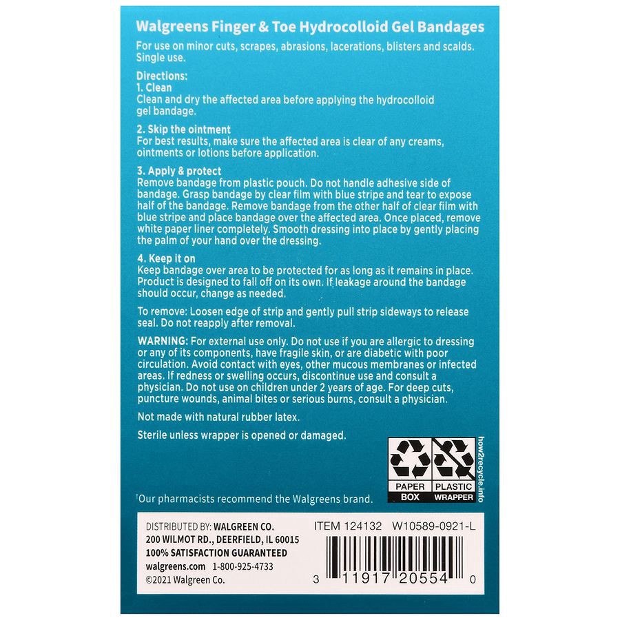 slide 3 of 5, Walgreens Hydrocolloid Gel Bandages Finger & Toe, 8 ct
