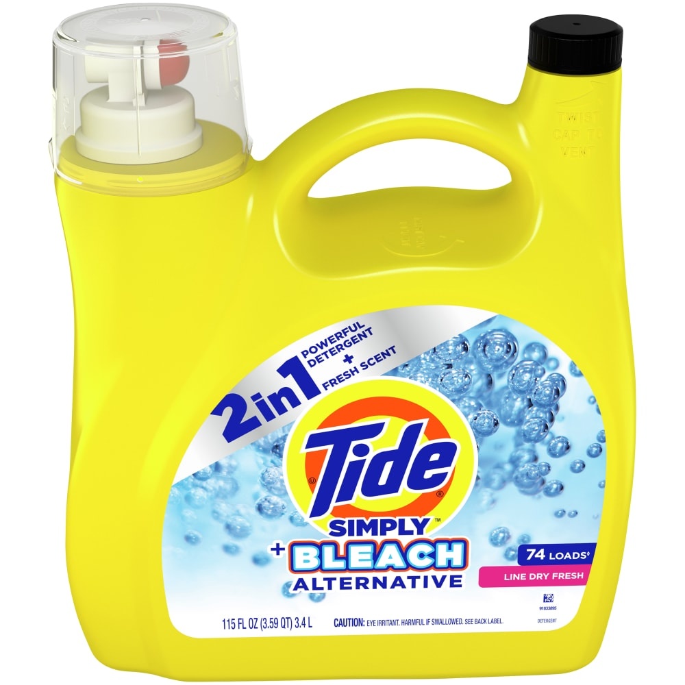 slide 1 of 1, Tide Simply Liquid With Bleach, 115 oz