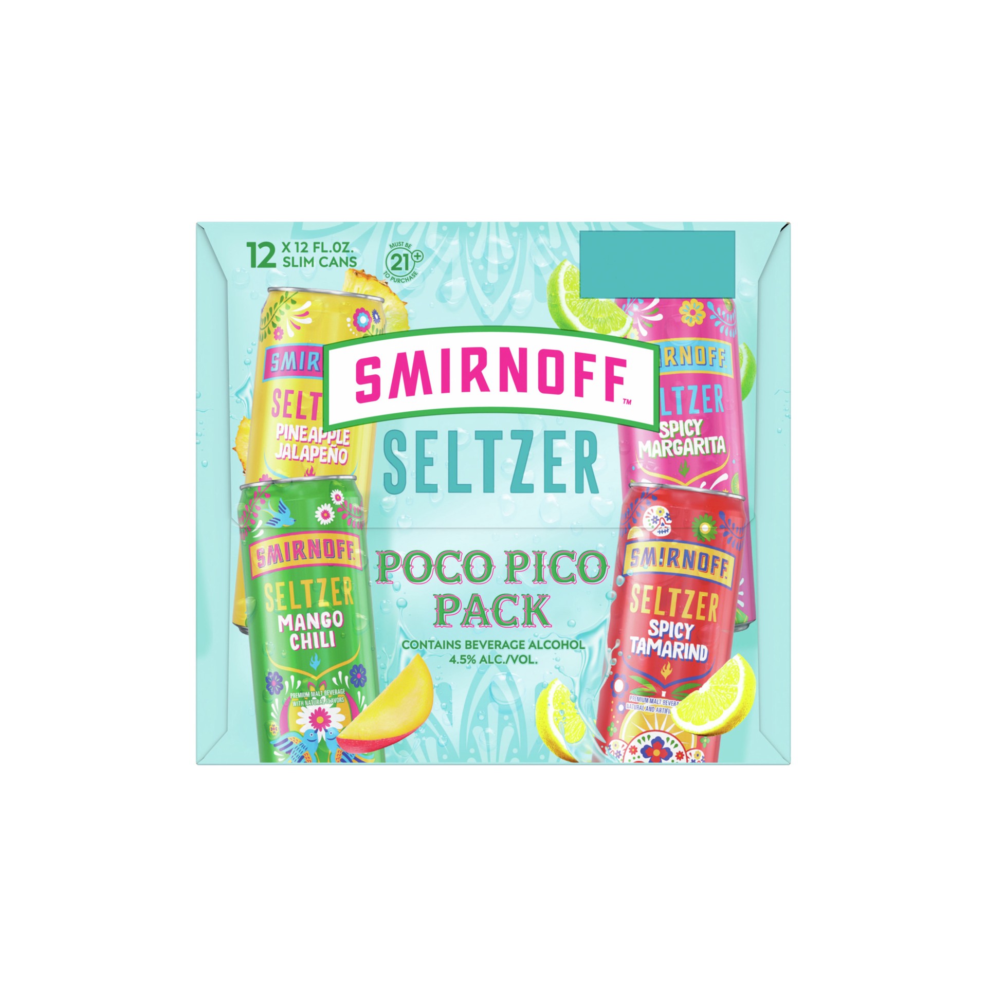 slide 6 of 6, Smirnoff Seltzer Poco Pico, 12pk 12oz Variety Cans, 4.5% ABV, 12 ct; 12 oz
