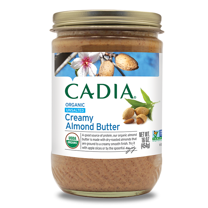 slide 1 of 1, Cadia Organic Unsalted Creamy Almond Butter, 16 oz