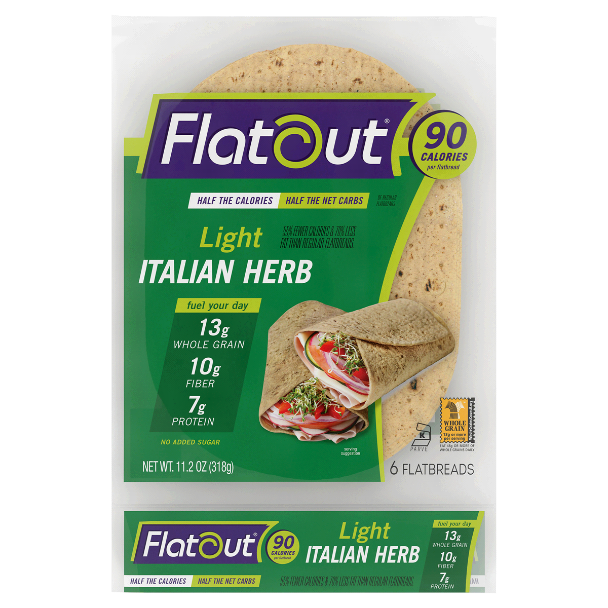 slide 1 of 8, Flatout Light Italian Herb Flatbread 6Ct, 6 ct; 11.2 oz