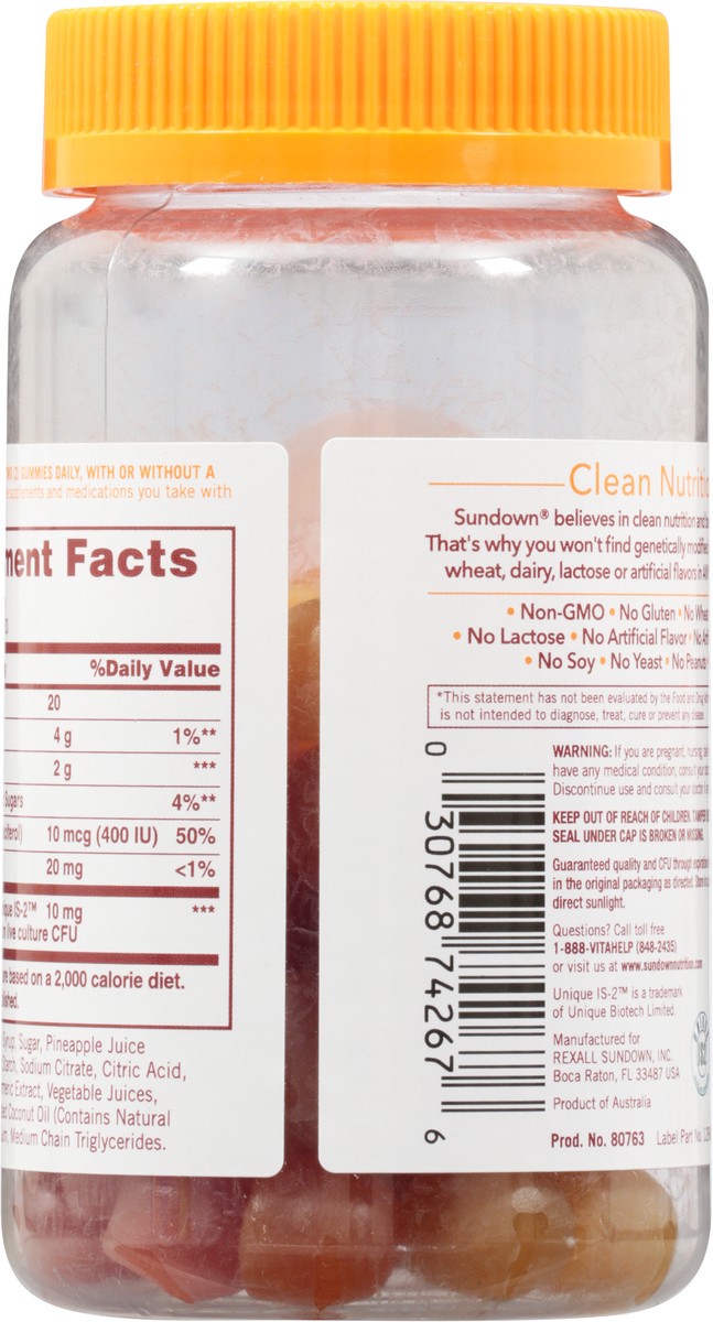 slide 5 of 9, Sundown Naturals Probiotic Gummies, 60 ct