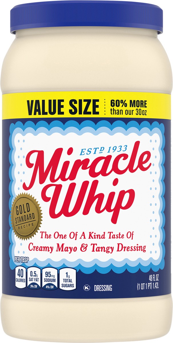 slide 6 of 9, Miracle Whip Mayo-like Dressing Value Size, 48 fl oz Jar, 48 fl oz