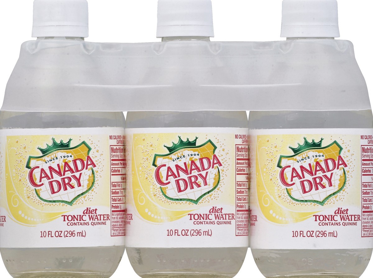 slide 1 of 4, Canada Dry Diet Canada Dry Tonic Water, 10 fl oz glass bottles, 6 pack, 60 fl oz