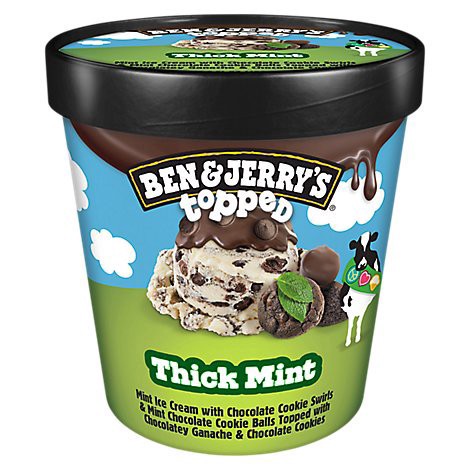 slide 1 of 1, Ben & Jerrys Topped Ice Cream Chocolate Thick Mint - Pt, 1 ct