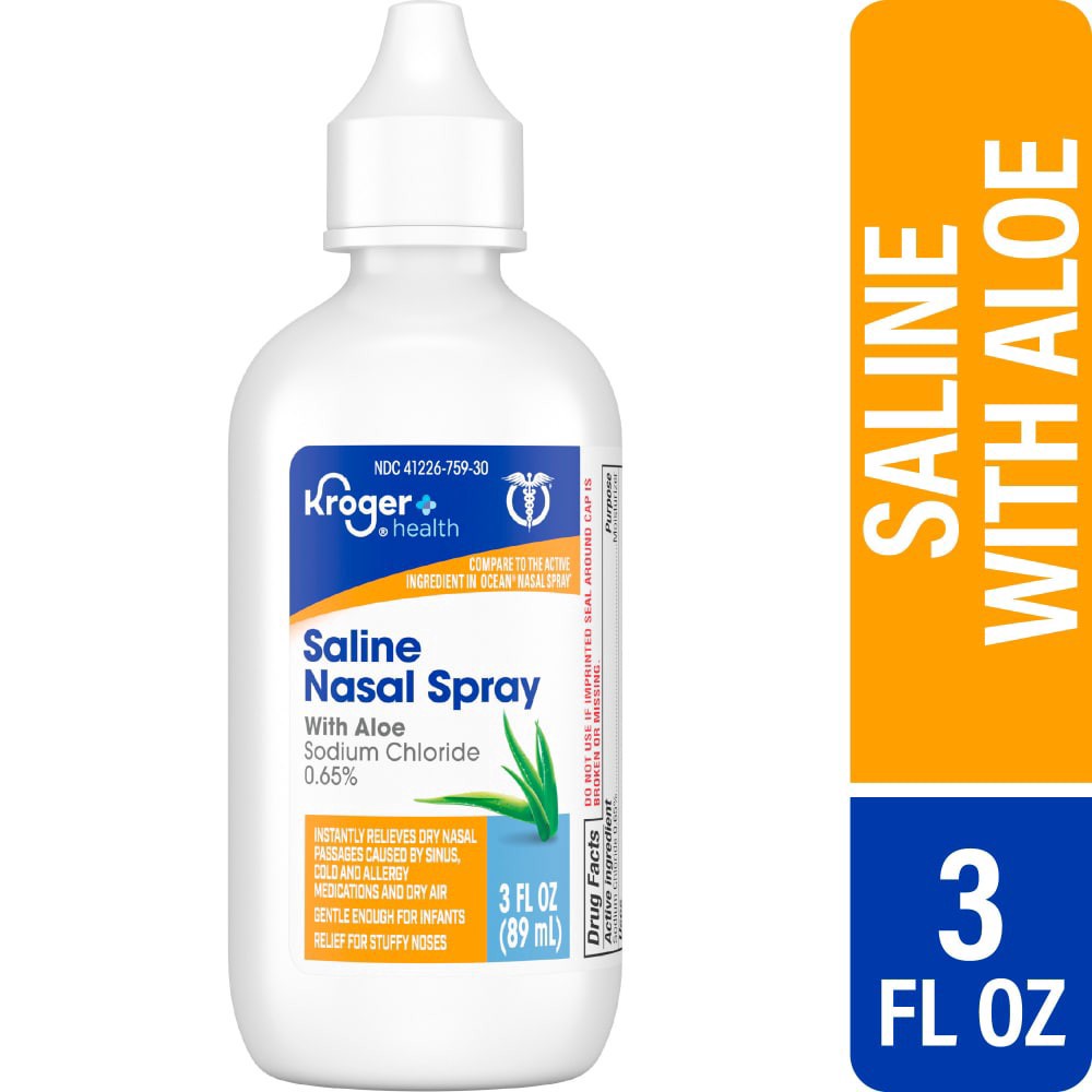slide 1 of 4, Kroger® Saline Nasal Spray with Aloe, 3 fl oz
