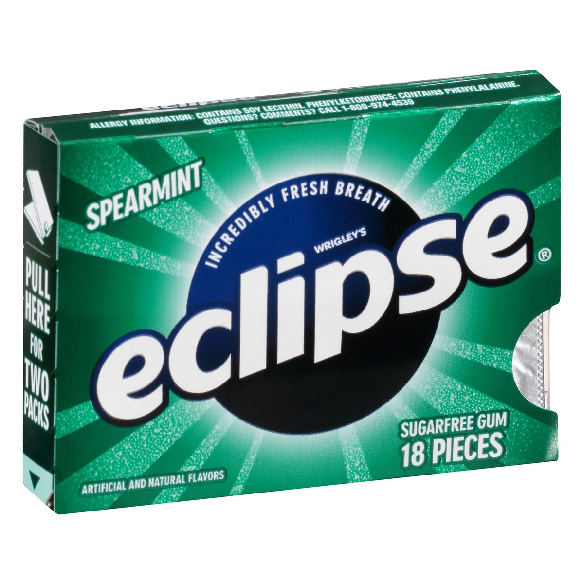 slide 2 of 9, Eclipse Sugar Free Spearmint Gum 18 ea, 18 ct