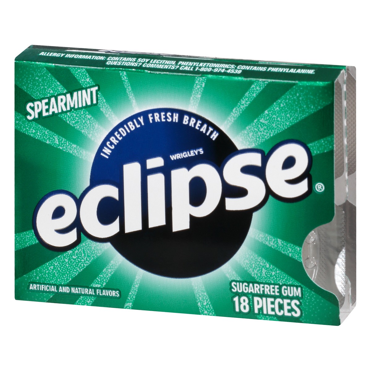 slide 3 of 9, Eclipse Sugar Free Spearmint Gum 18 ea, 18 ct