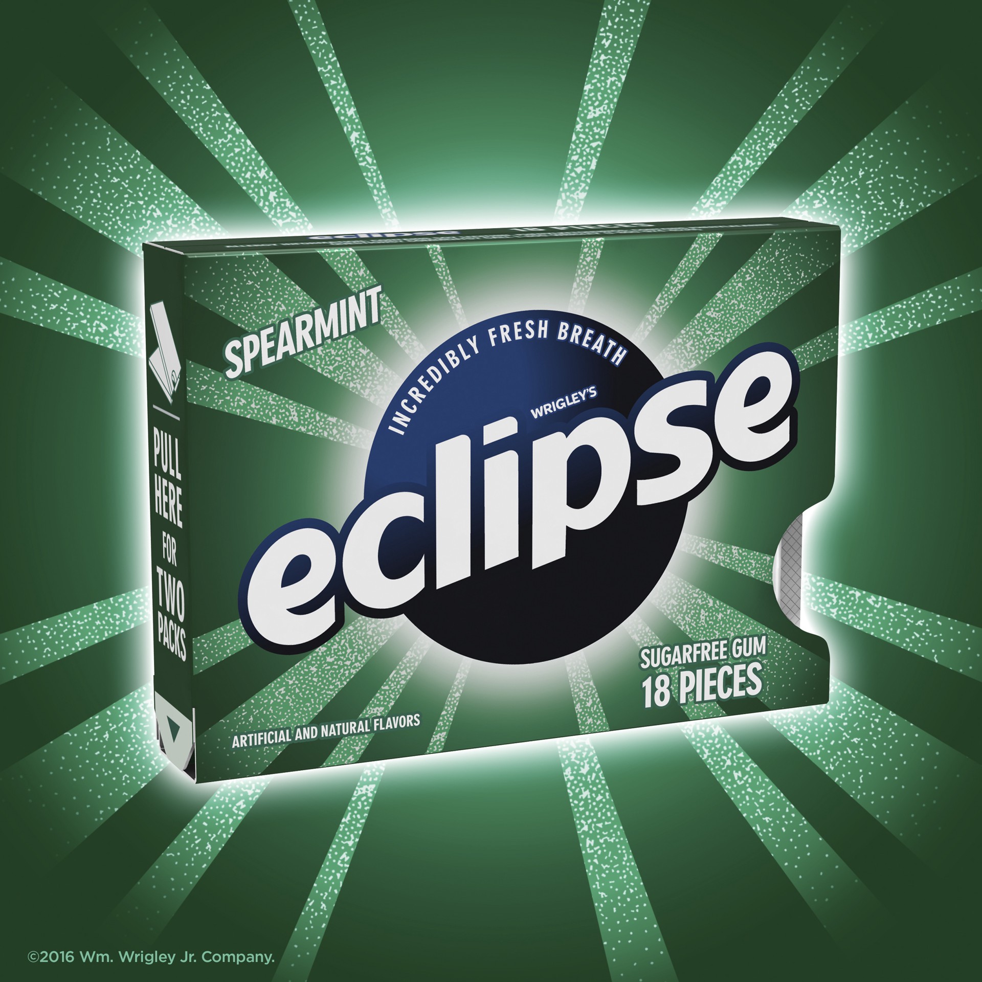 slide 3 of 6, ECLIPSE Spearmint Sugar Free Chewing Gum, Single Pack, 18 Piece, 18 ct