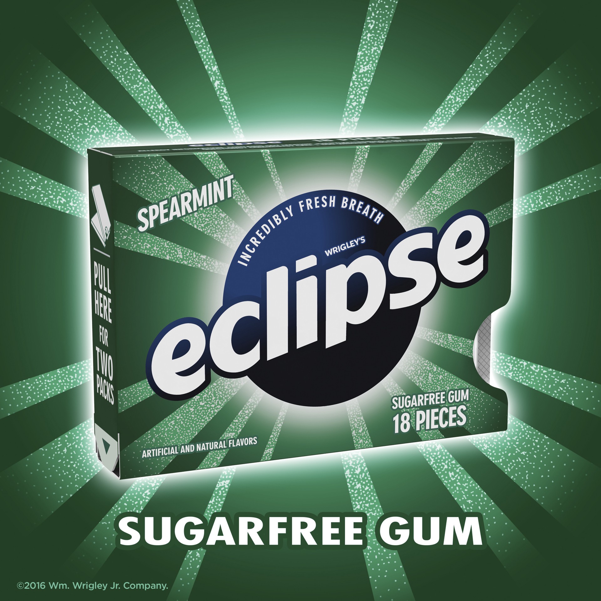 slide 2 of 6, ECLIPSE Spearmint Sugar Free Chewing Gum, Single Pack, 18 Piece, 18 ct