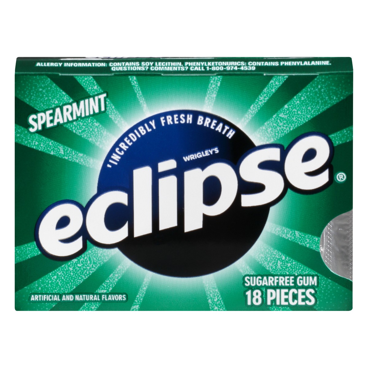 slide 1 of 9, Eclipse Sugar Free Spearmint Gum 18 ea, 18 ct