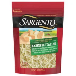 Sargento Shredded 6 Cheese Italian Natural Cheese, 8 oz.