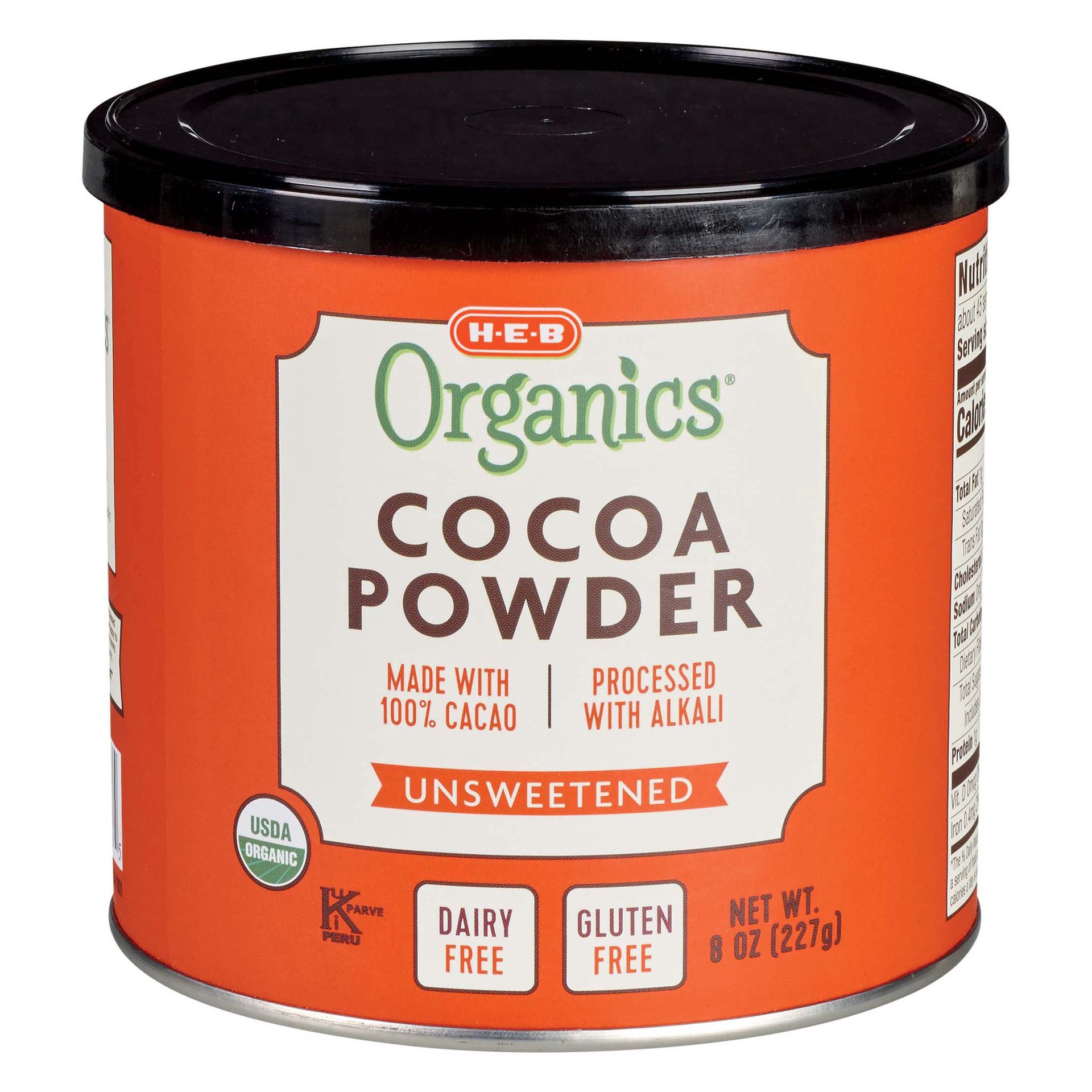 slide 1 of 1, H-E-B Organics 100% Unsweetened Cocoa Powder, 8 oz