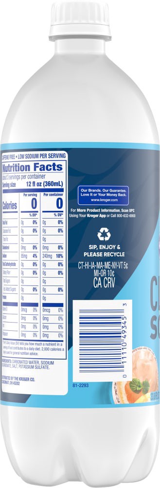 slide 4 of 4, Kroger Club Soda - 1 liter, 1 liter