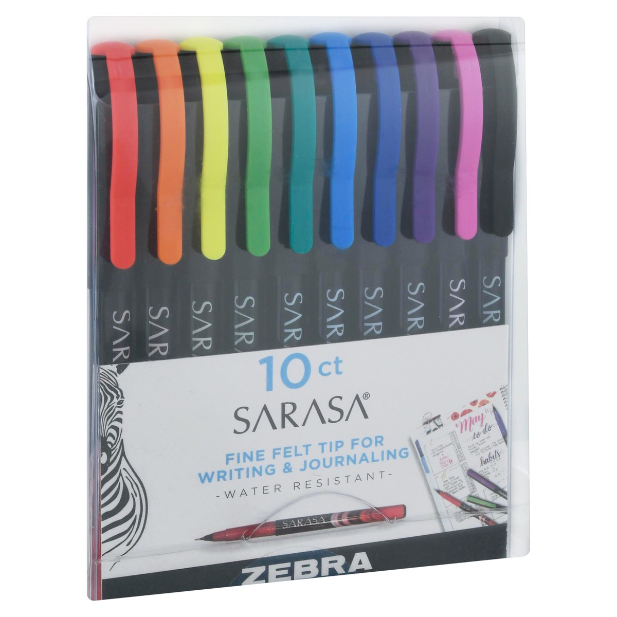 slide 7 of 11, Zebra Sarasa 10 Assorted Ink Pack Fineliner Pens 10 ea, 10 ct
