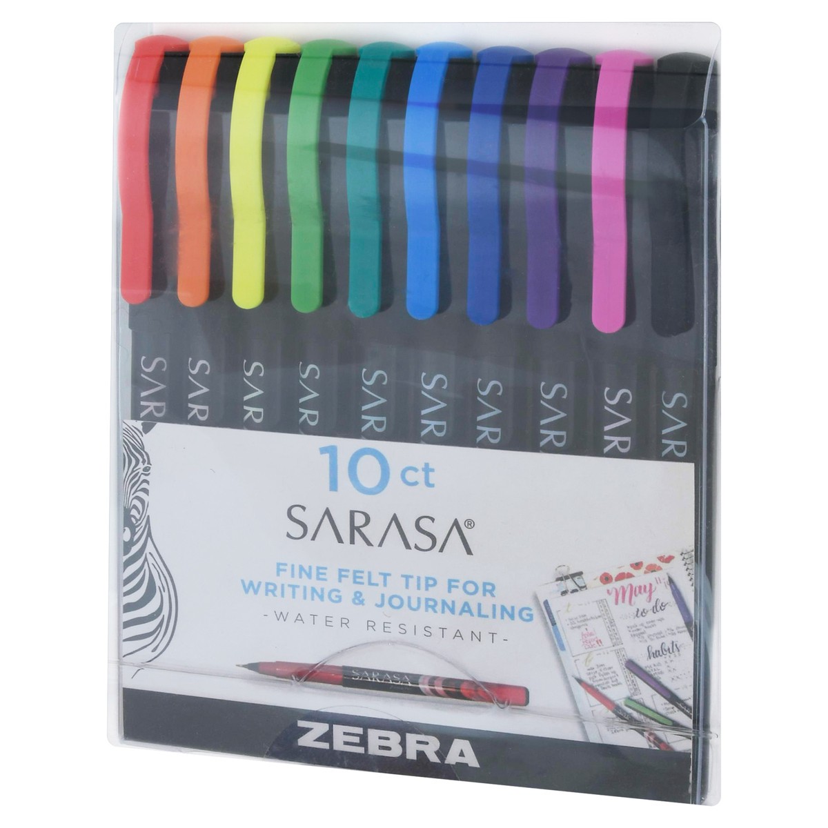slide 4 of 11, Zebra Sarasa 10 Assorted Ink Pack Fineliner Pens 10 ea, 10 ct