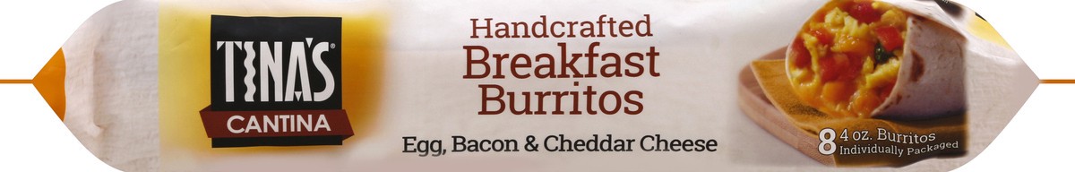 slide 3 of 5, Tina's Cantina Handcrafed Bacon Egg & Cheddar Cheese Breakfast Burrito, 8 ct; 40 oz