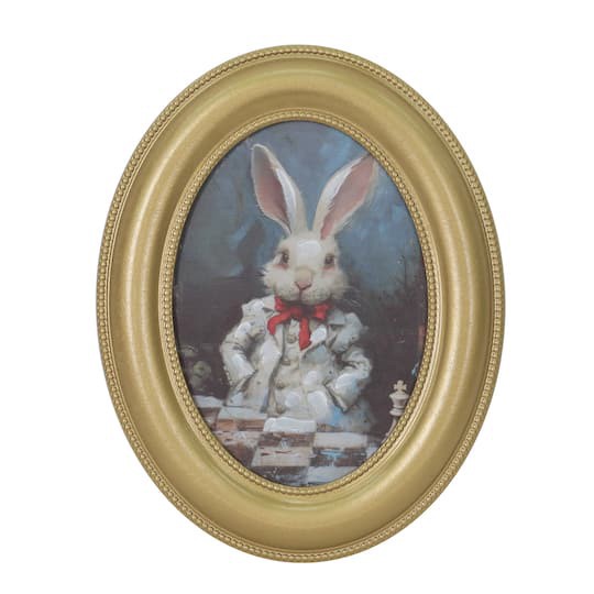 slide 1 of 2, 9.25" Gold Framed White Rabbit Wall Art By Ashland, 7 in x 9 in