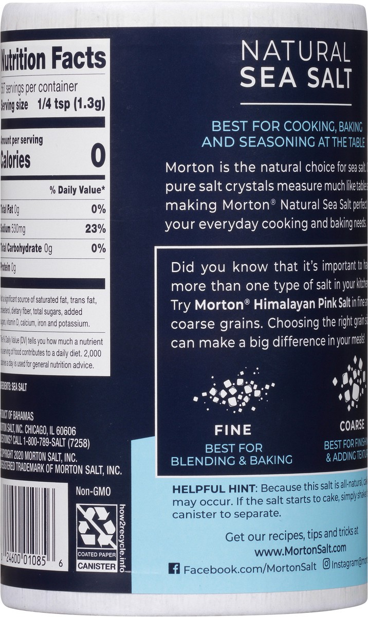 slide 10 of 10, Morton Natural Sea Salt, 26 oz