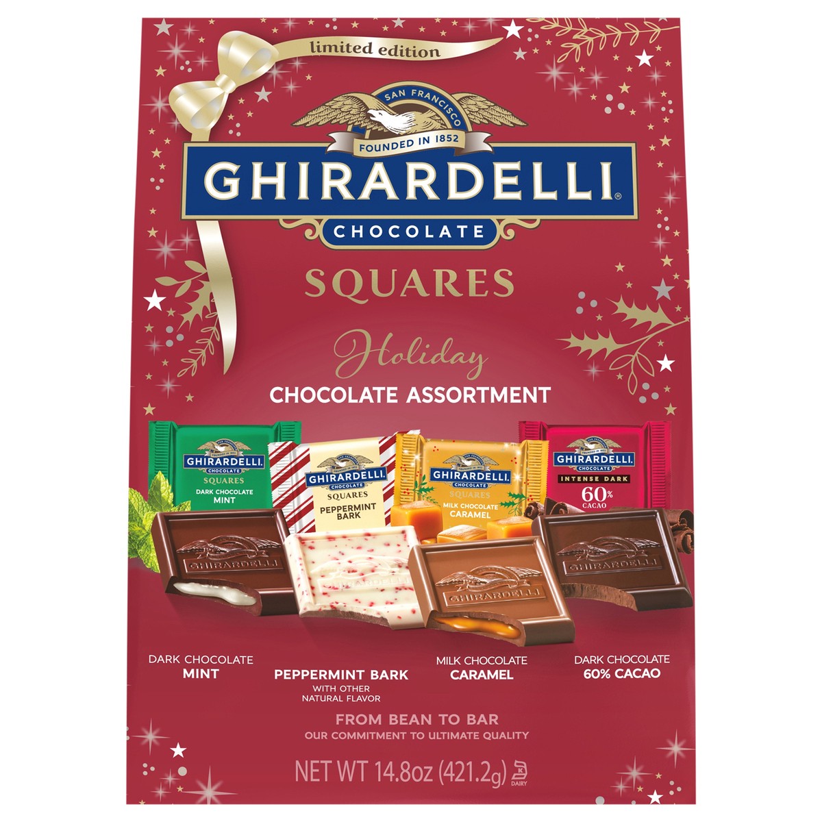 slide 1 of 9, Ghirardelli Holiday Chocolate Assortment Squares, 14.8 oz