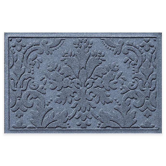 slide 1 of 2, Weather Guard Damask Door Mat - Blue, 23 in x 35 in