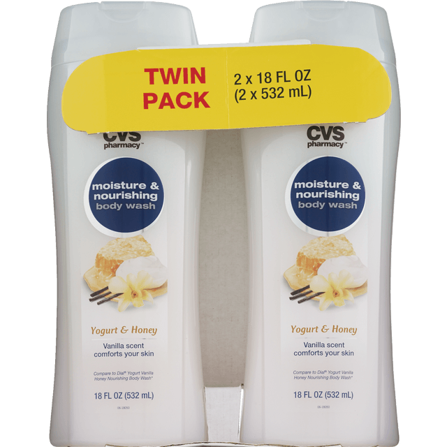 slide 1 of 1, BEAUTY 360 Cvs Body Wash Moisture&Nourishing Yogurt&Honey 2Pk 18Oz Btls, 1 ct
