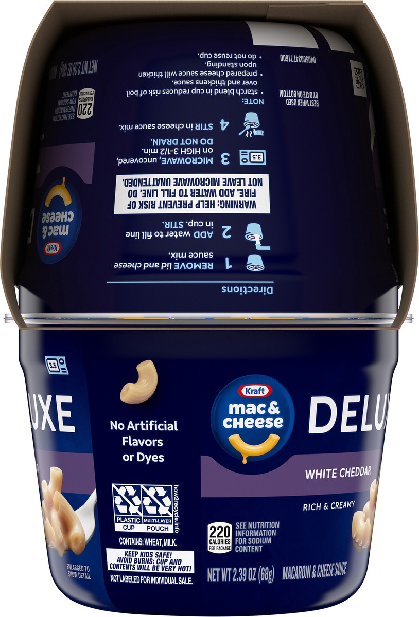 slide 8 of 9, Kraft Deluxe White Cheddar Mac & Cheese Macaroni and Cheese Dinner, 4 ct Pack, 2.39 oz Cups, 4 ct