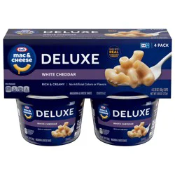 Kraft Deluxe Mac and Cheese, 4 Cups, for Easy Dinner or Dinner Sides, White Cheddar, No Artificial Flavors or Dyes, 2.39 oz