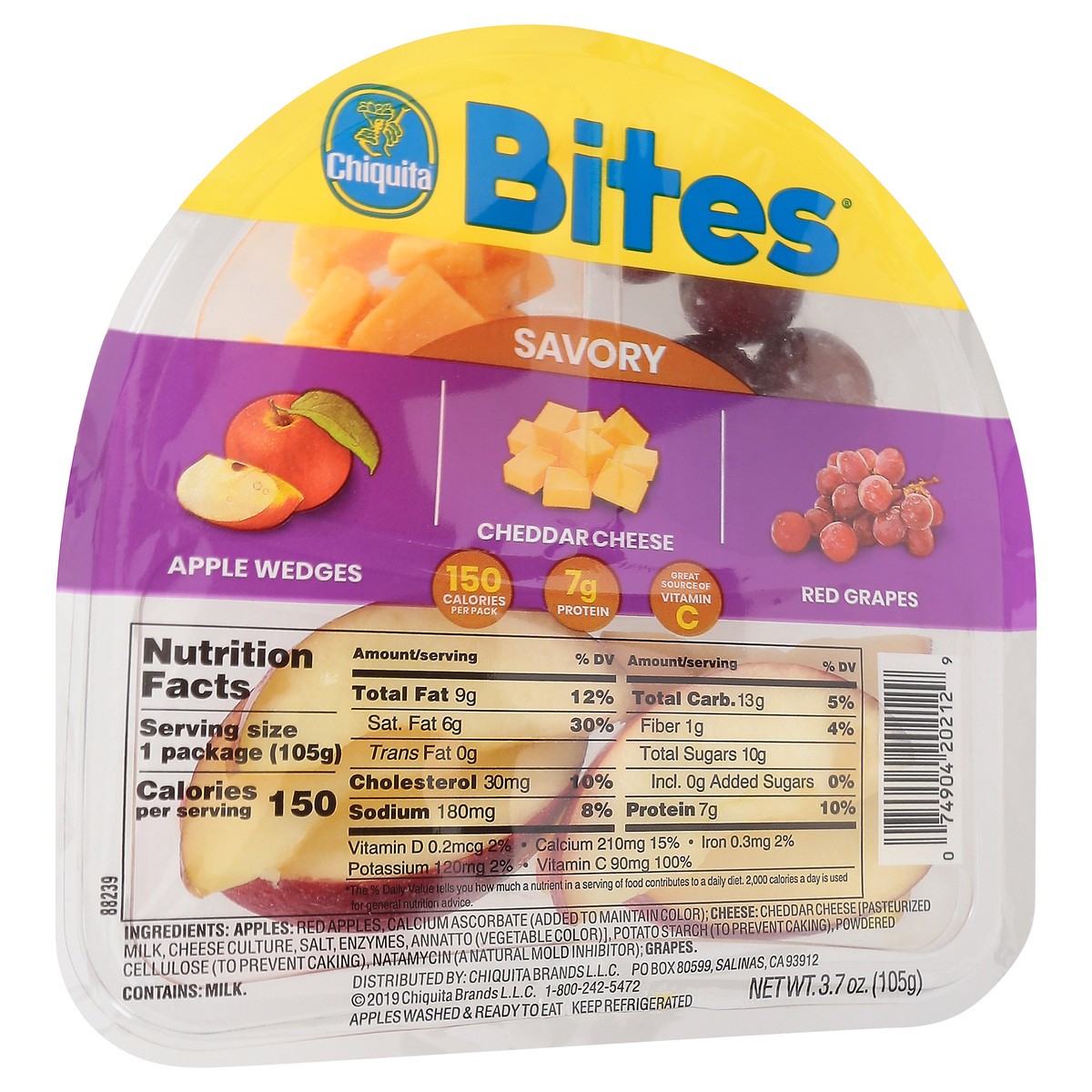 slide 4 of 9, Chiquita Bites Apples, Cheddar, And Grapes, 3.72 oz