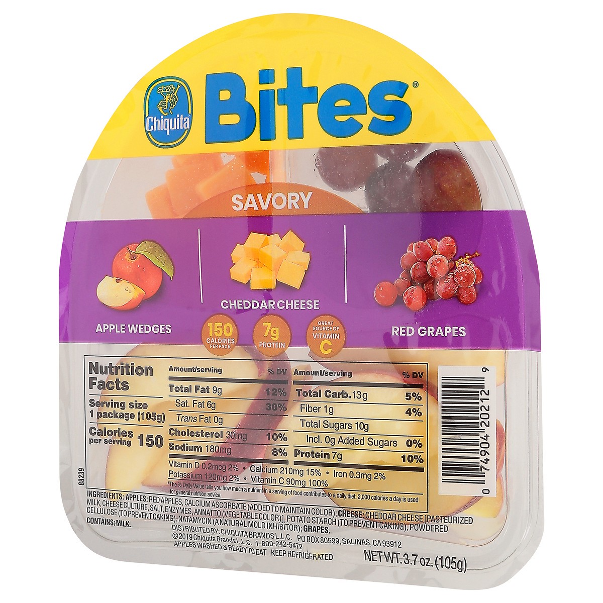 slide 6 of 9, Chiquita Bites Apples, Cheddar, And Grapes, 3.72 oz