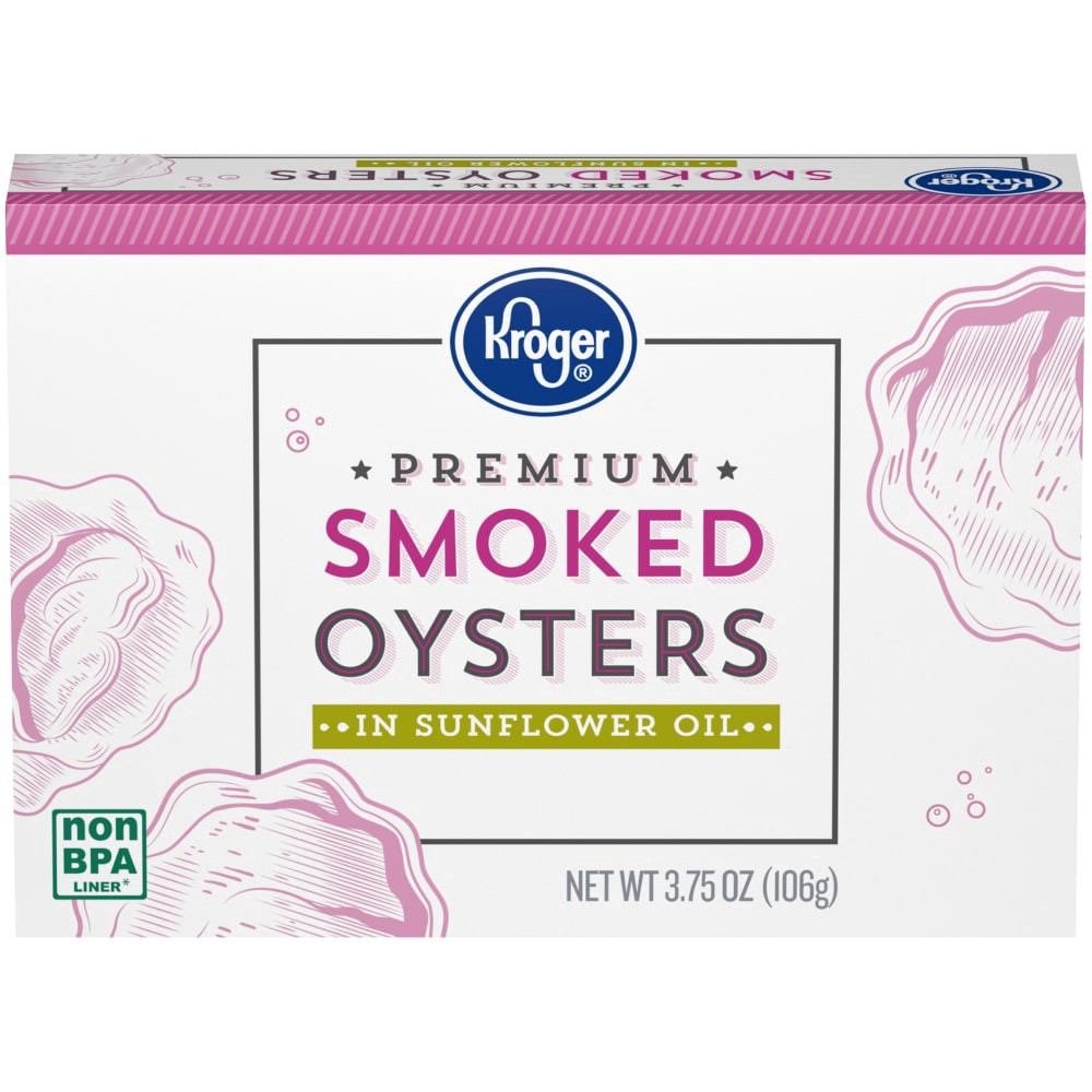 slide 4 of 4, Kroger Premium Smoked Oysters In Sunflower Oil, 3.75 oz