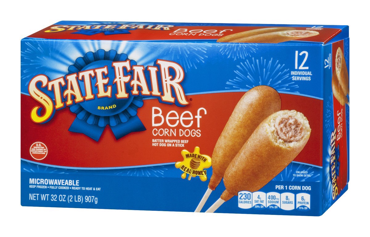 slide 4 of 9, State Fair Beef Corn Dogs, Frozen, 12 Count, 12 ct; 32 oz